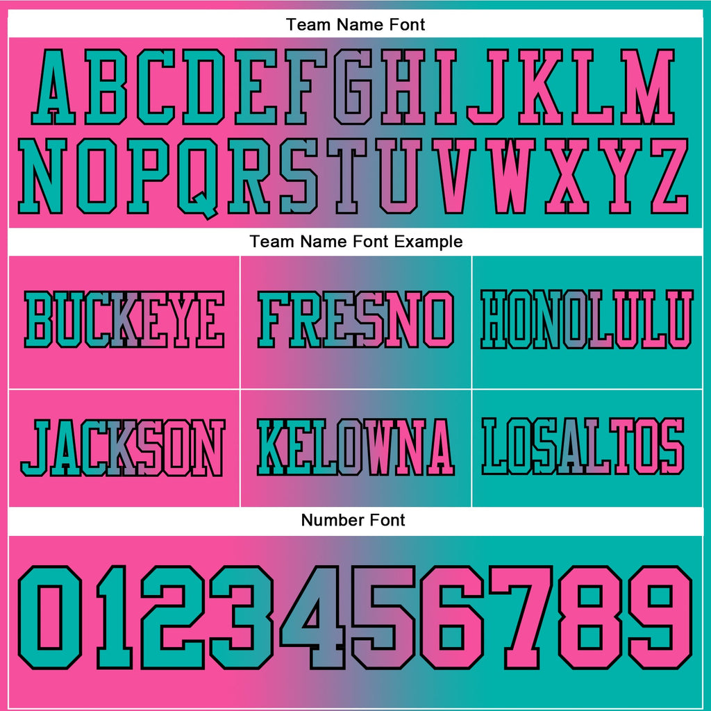 Custom Aqua Pink-Black Authentic Gradient Fashion Football Jersey