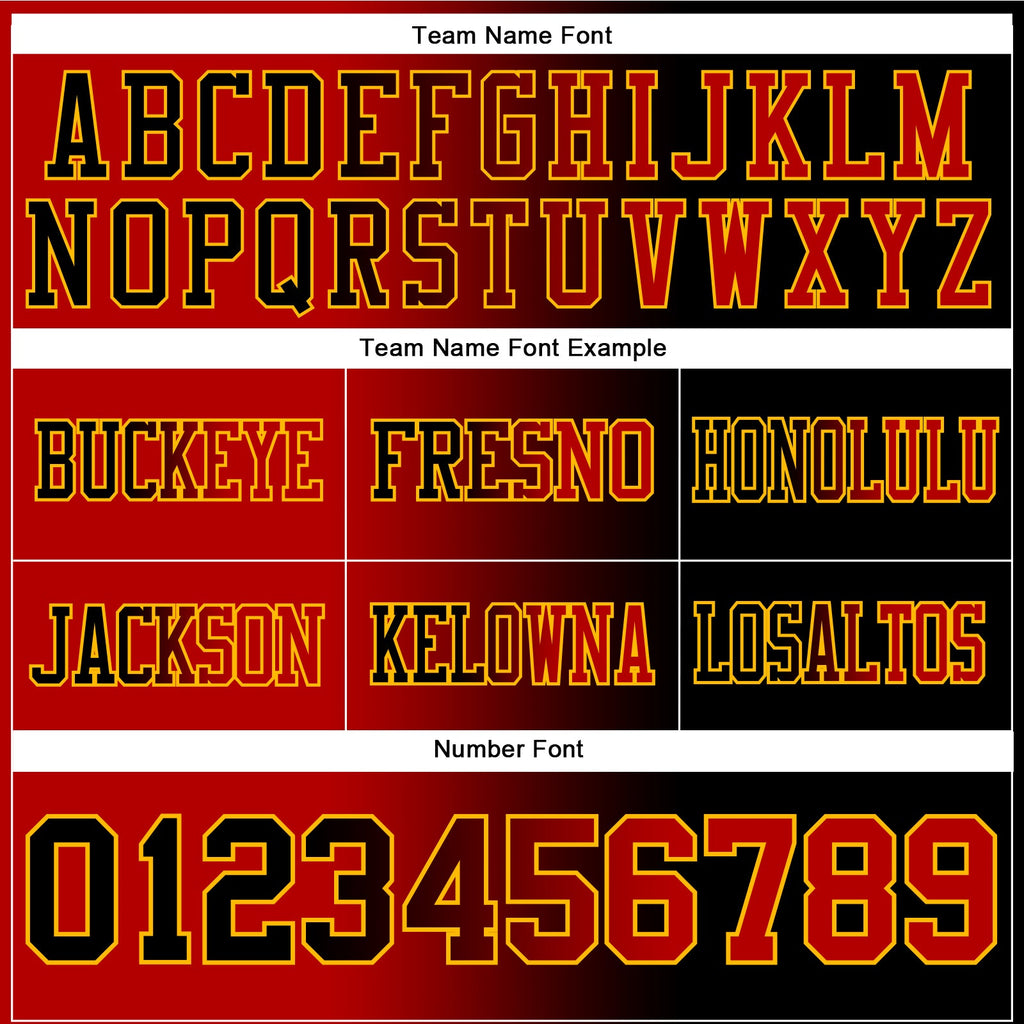 Custom Black Red-Gold Authentic Gradient Fashion Football Jersey