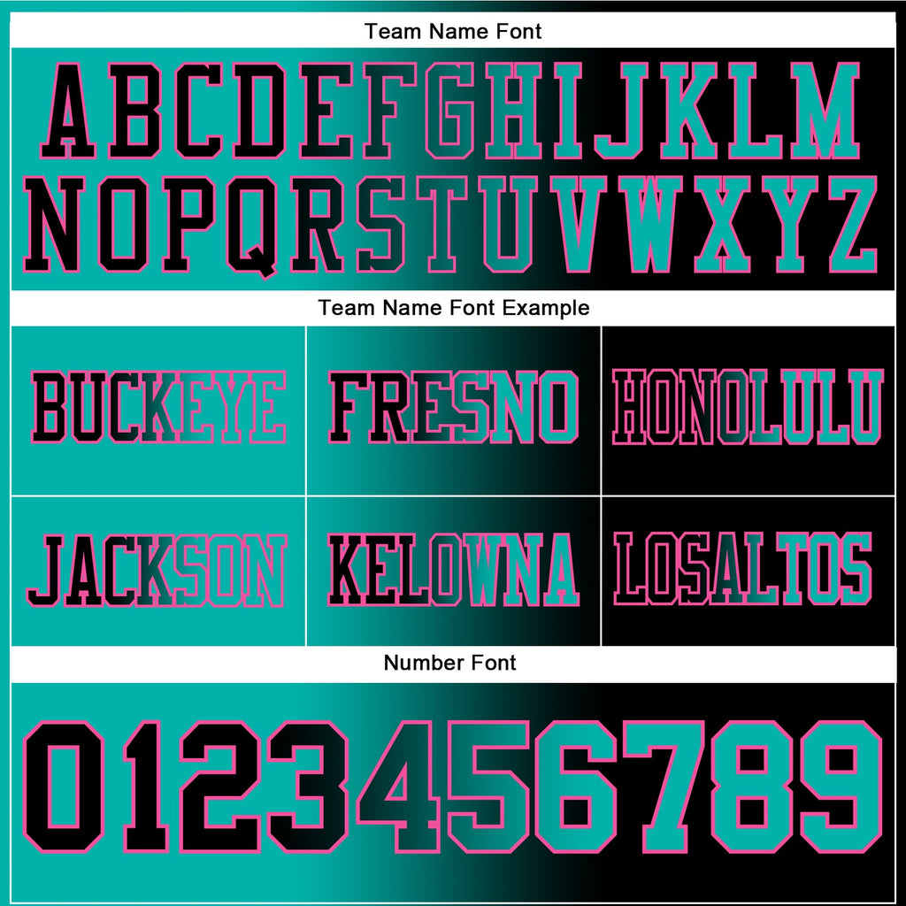 Custom Black Aqua-Pink Authentic Gradient Fashion Football Jersey