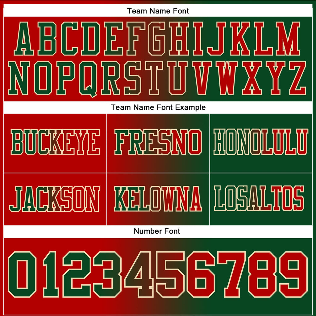 Custom Green Red-Cream Authentic Gradient Fashion Football Jersey