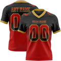 Custom Black Red-Old Gold Authentic Gradient Square Shape Flag Football Jersey