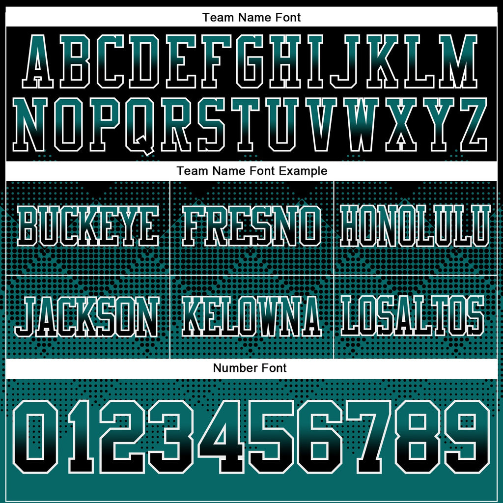 Custom Black Teal-White Authentic Gradient Square Shape Flag Football Jersey