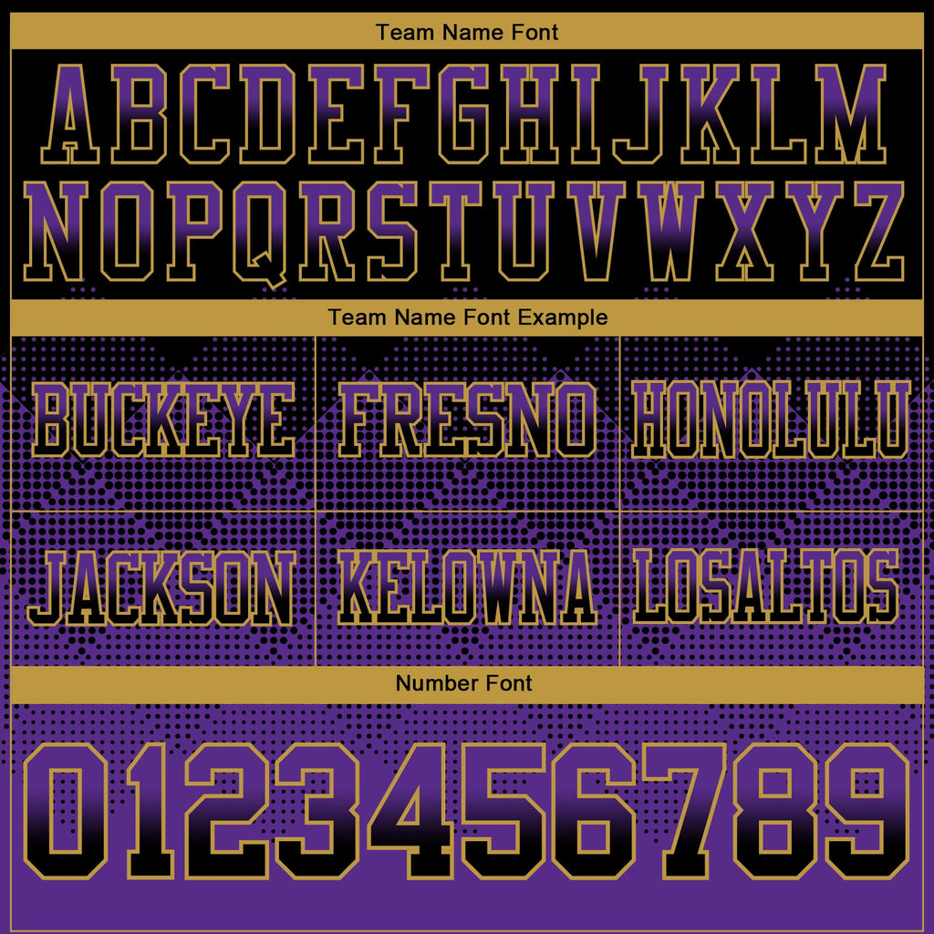 Custom Black Purple-Old Gold Authentic Gradient Square Shape Flag Football Jersey