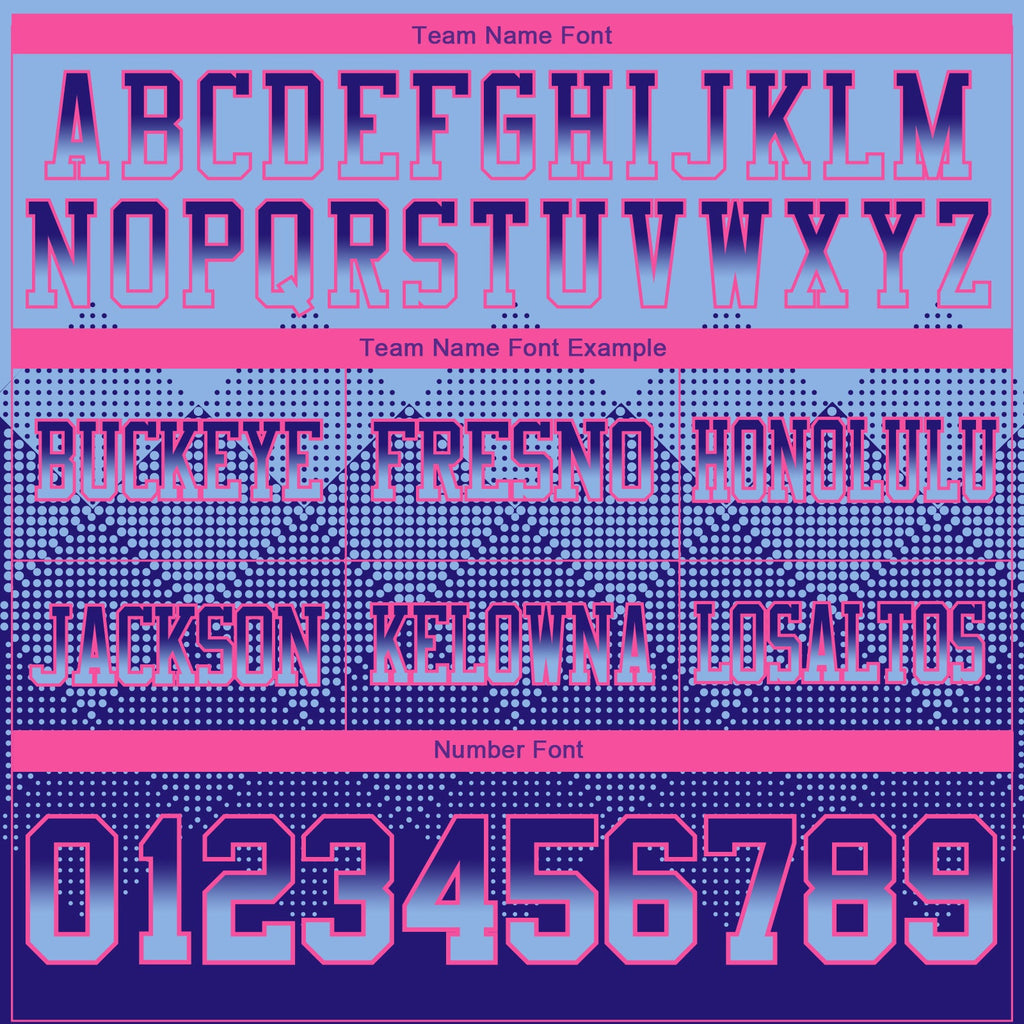 Custom Light Blue Dark Purple-Pink Authentic Gradient Square Shape Flag Football Jersey