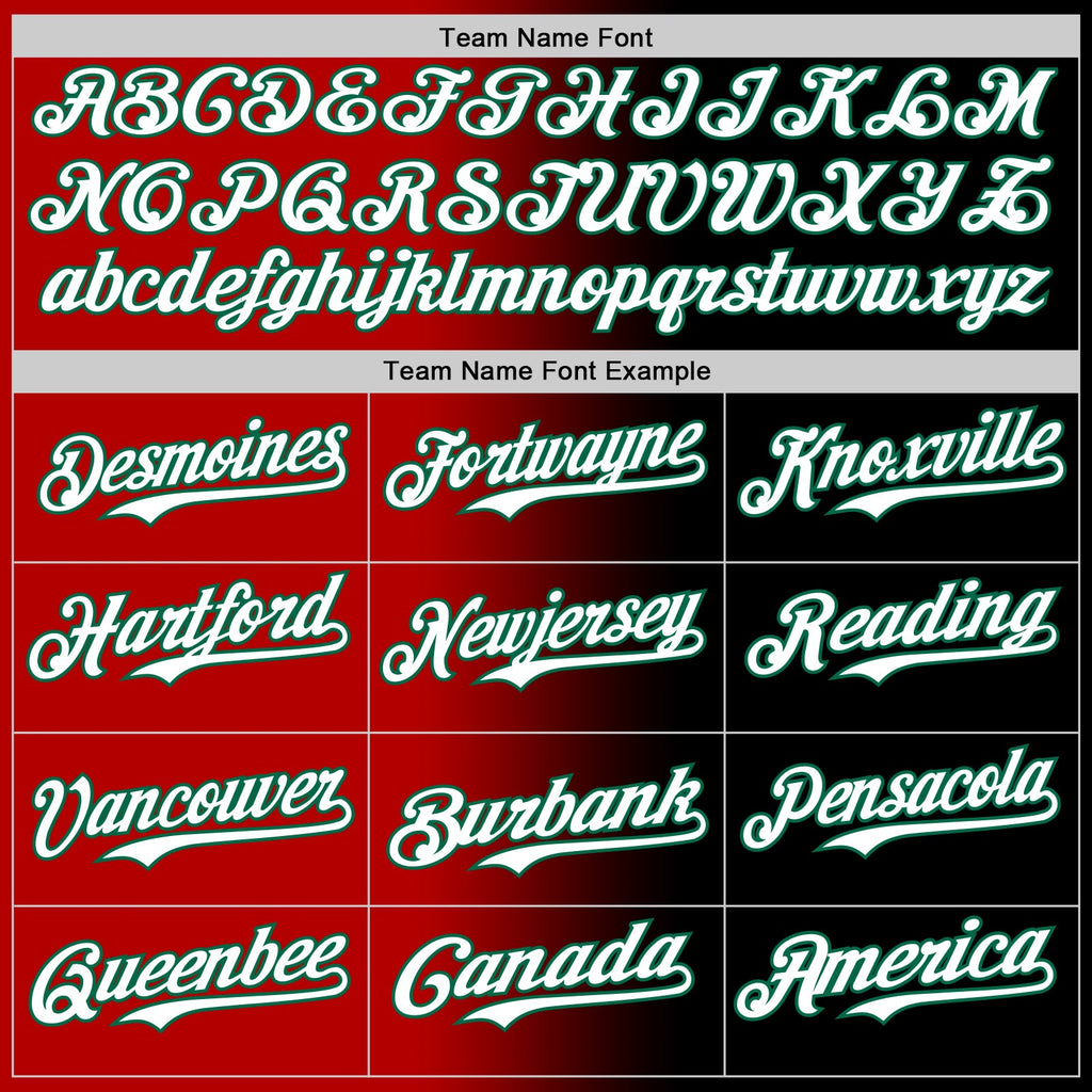 Custom Black White Red-Kelly Green Authentic Gradient Fashion Baseball Jersey