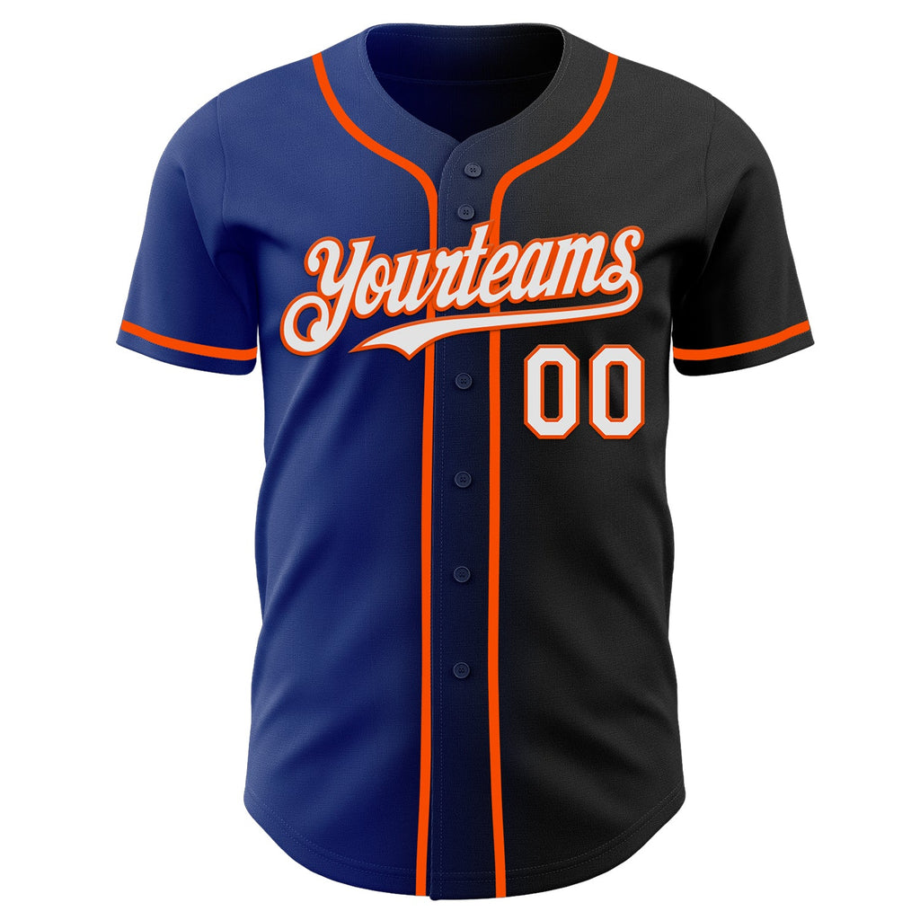 Custom Black White Royal-Orange Authentic Gradient Fashion Baseball Jersey