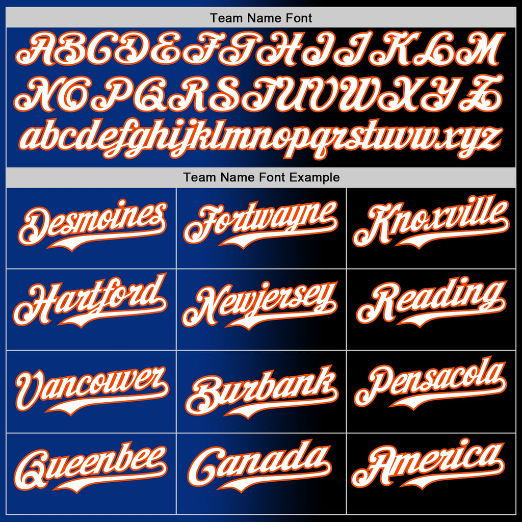 Custom Black White Royal-Orange Authentic Gradient Fashion Baseball Jersey