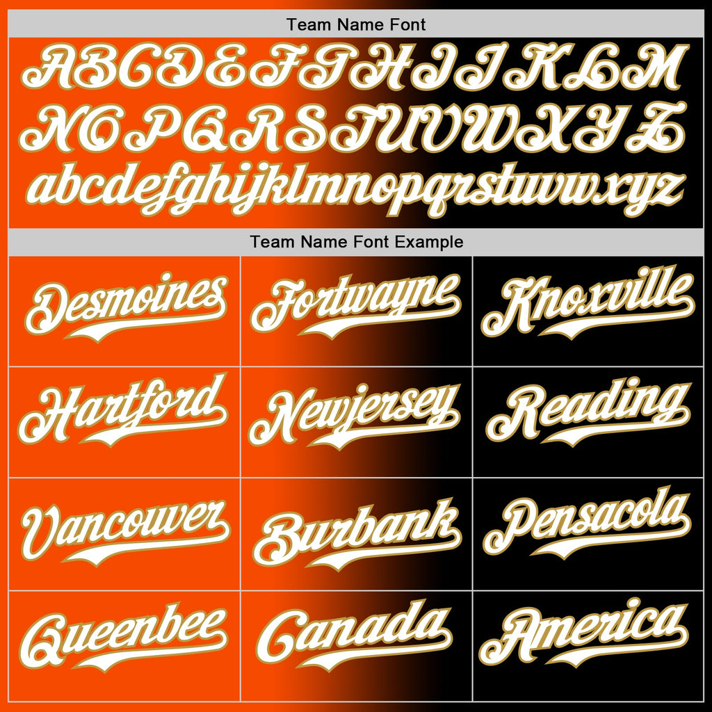 Custom Black White Orange-Old Gold Authentic Gradient Fashion Baseball Jersey