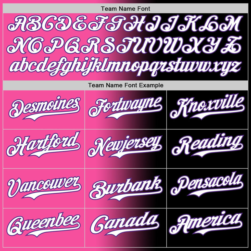 Custom Black White Pink-Purple Authentic Gradient Fashion Baseball Jersey