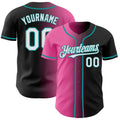 Custom Black White Pink-Teal Authentic Gradient Fashion Baseball Jersey