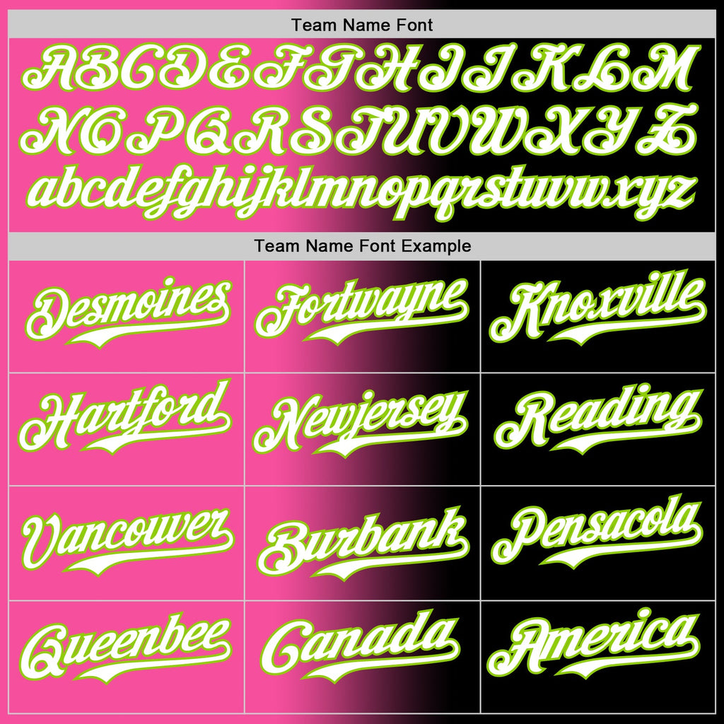 Custom Black White Pink-Neon Green Authentic Gradient Fashion Baseball Jersey