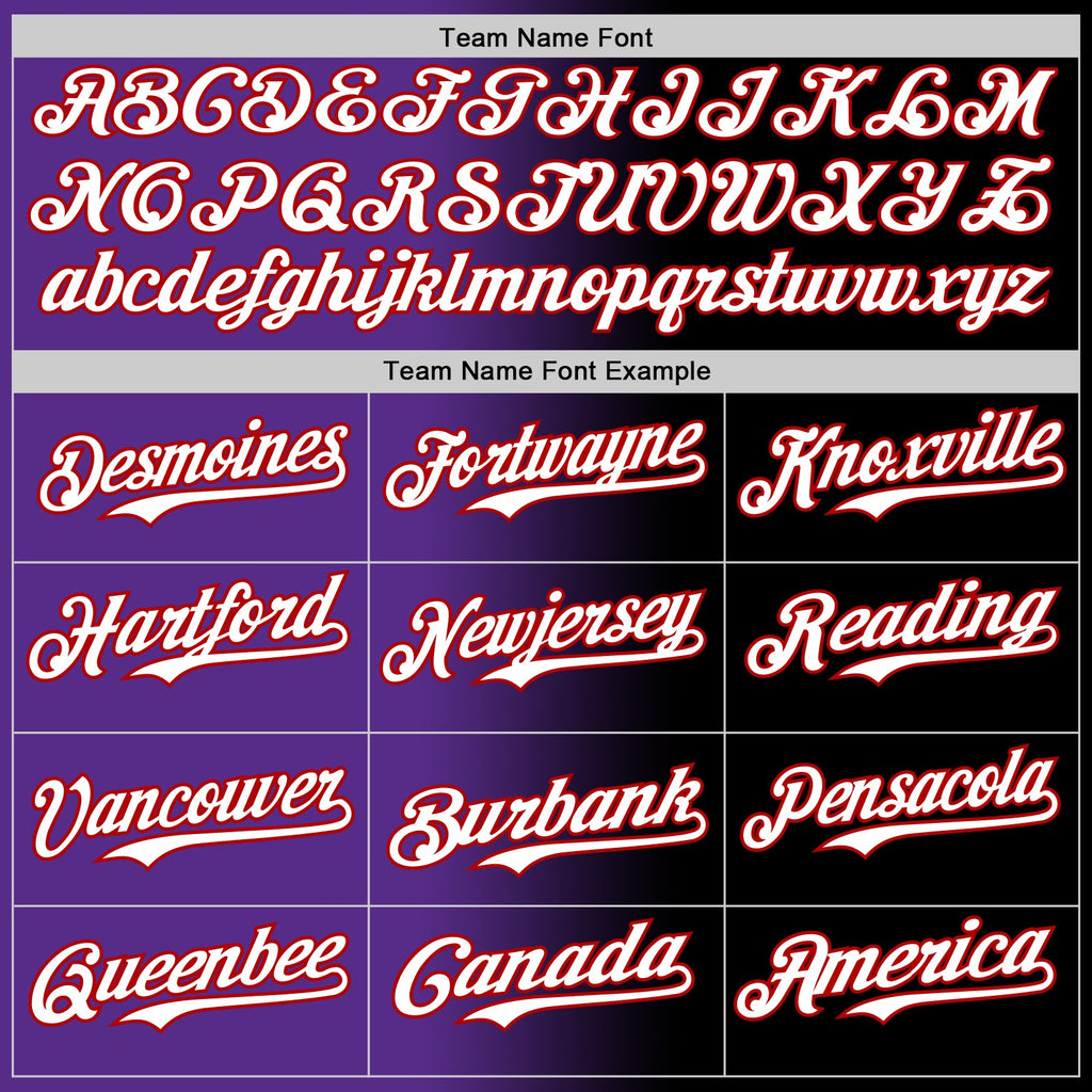 Custom Black White Purple-Red Authentic Gradient Fashion Baseball Jersey