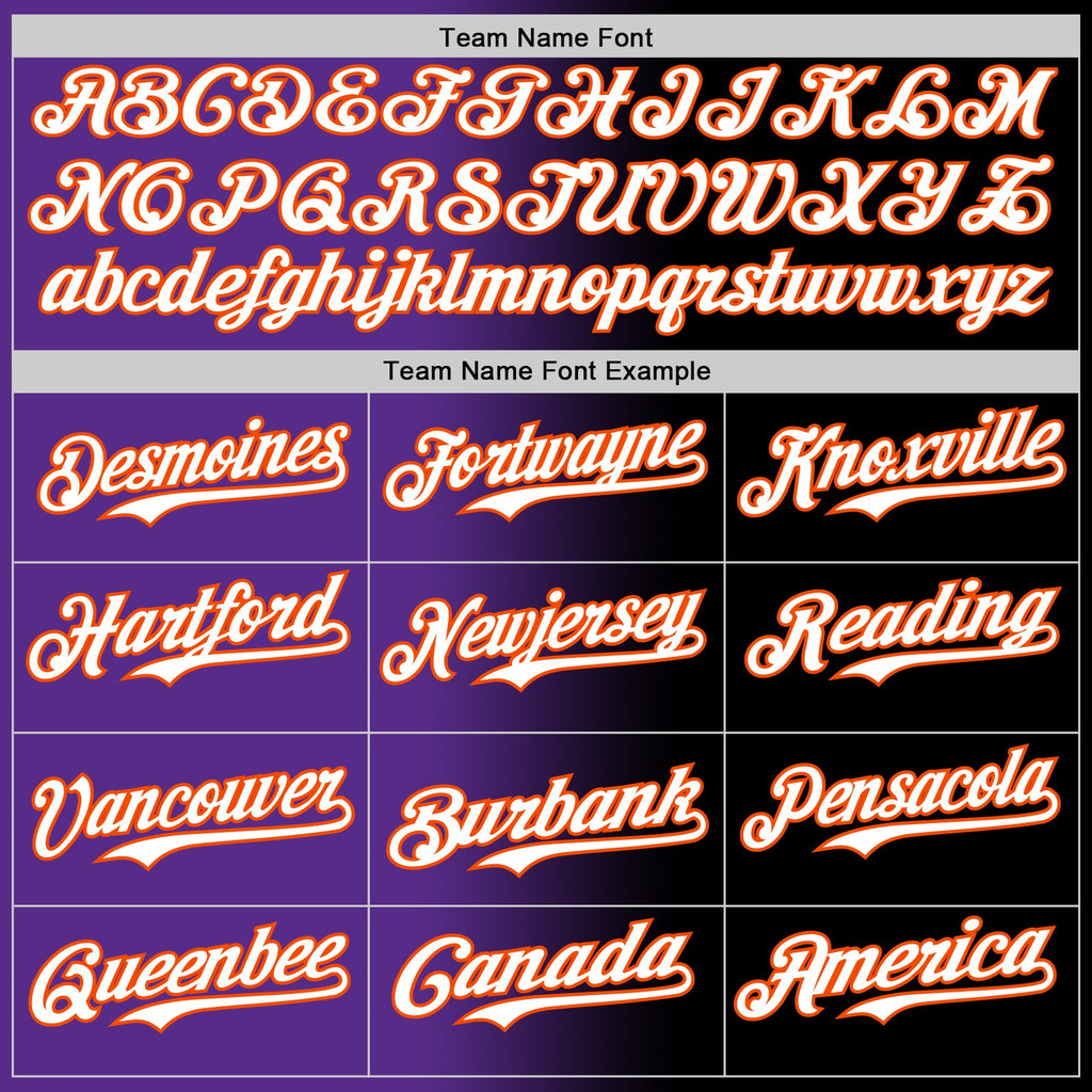 Custom Black White Purple-Orange Authentic Gradient Fashion Baseball Jersey