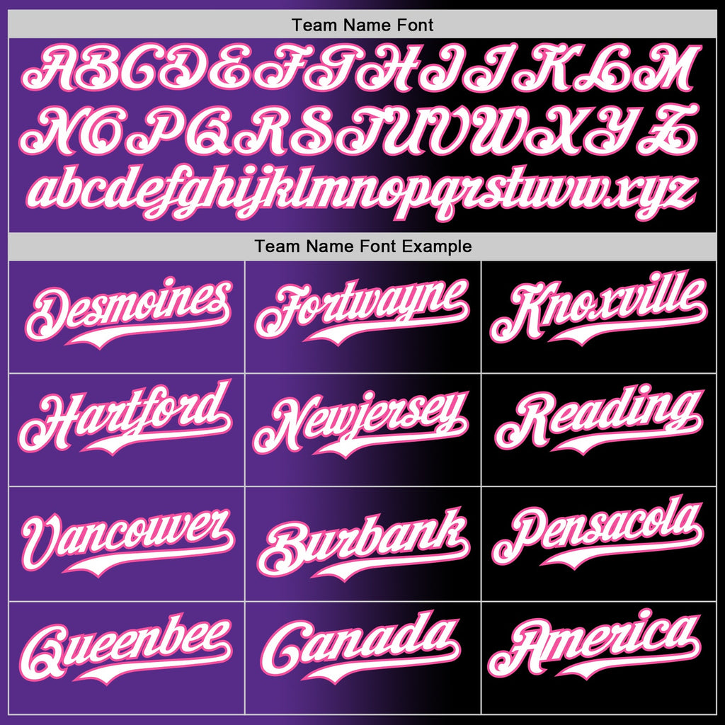 Custom Black White Purple-Pink Authentic Gradient Fashion Baseball Jersey