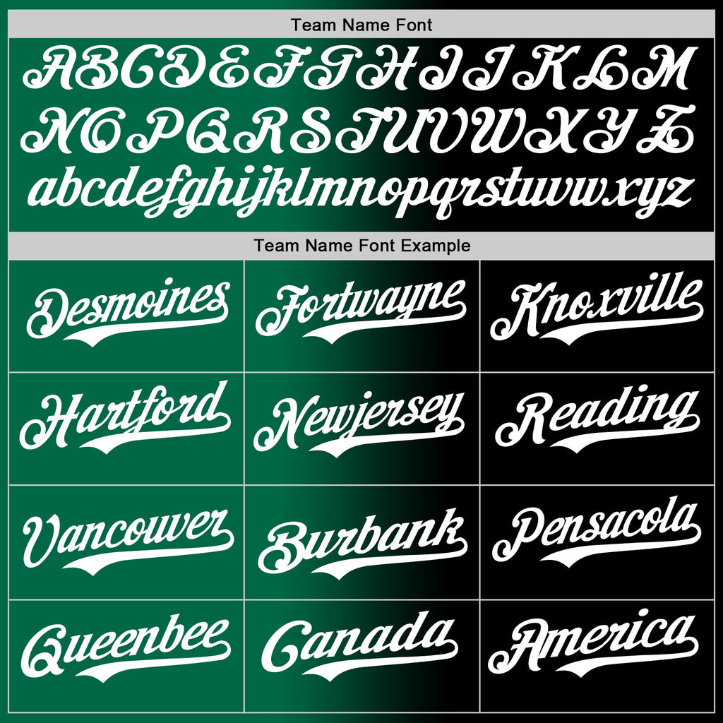 Custom Black White-Kelly Green Authentic Gradient Fashion Baseball Jersey
