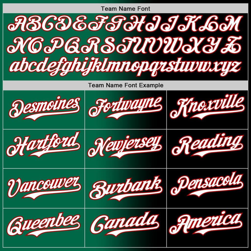 Custom Black White Kelly Green-Red Authentic Gradient Fashion Baseball Jersey