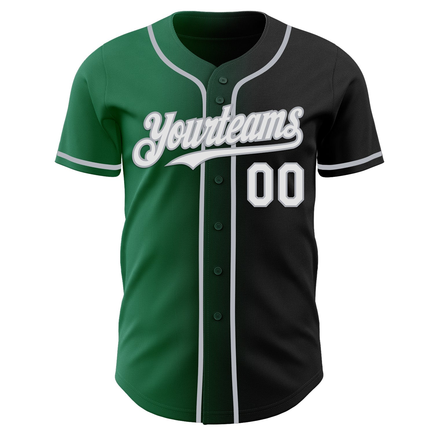 Custom Black White Kelly Green-Gray Authentic Gradient Fashion Baseball Jersey