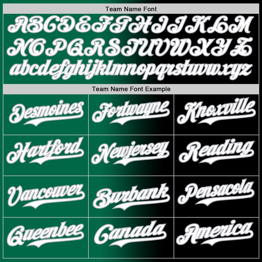 Custom Black White Kelly Green-Gray Authentic Gradient Fashion Baseball Jersey