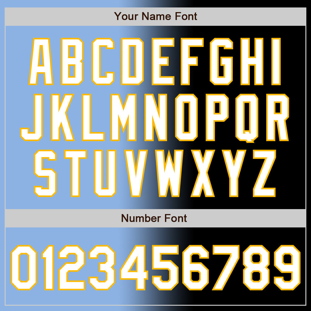 Custom Black White Light Blue-Gold Authentic Gradient Fashion Baseball Jersey