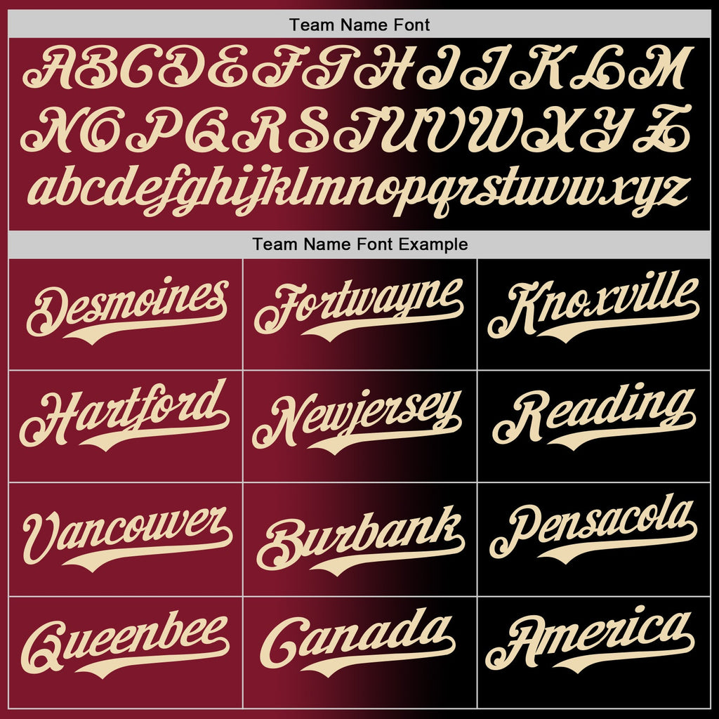 Custom Black Cream-Crimson Authentic Gradient Fashion Baseball Jersey