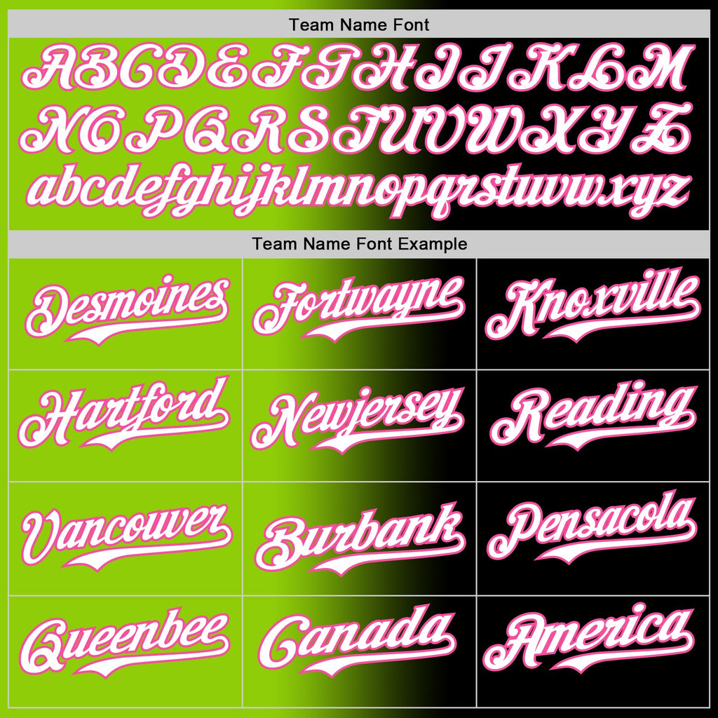 Custom Black White Neon Green-Pink Authentic Gradient Fashion Baseball Jersey