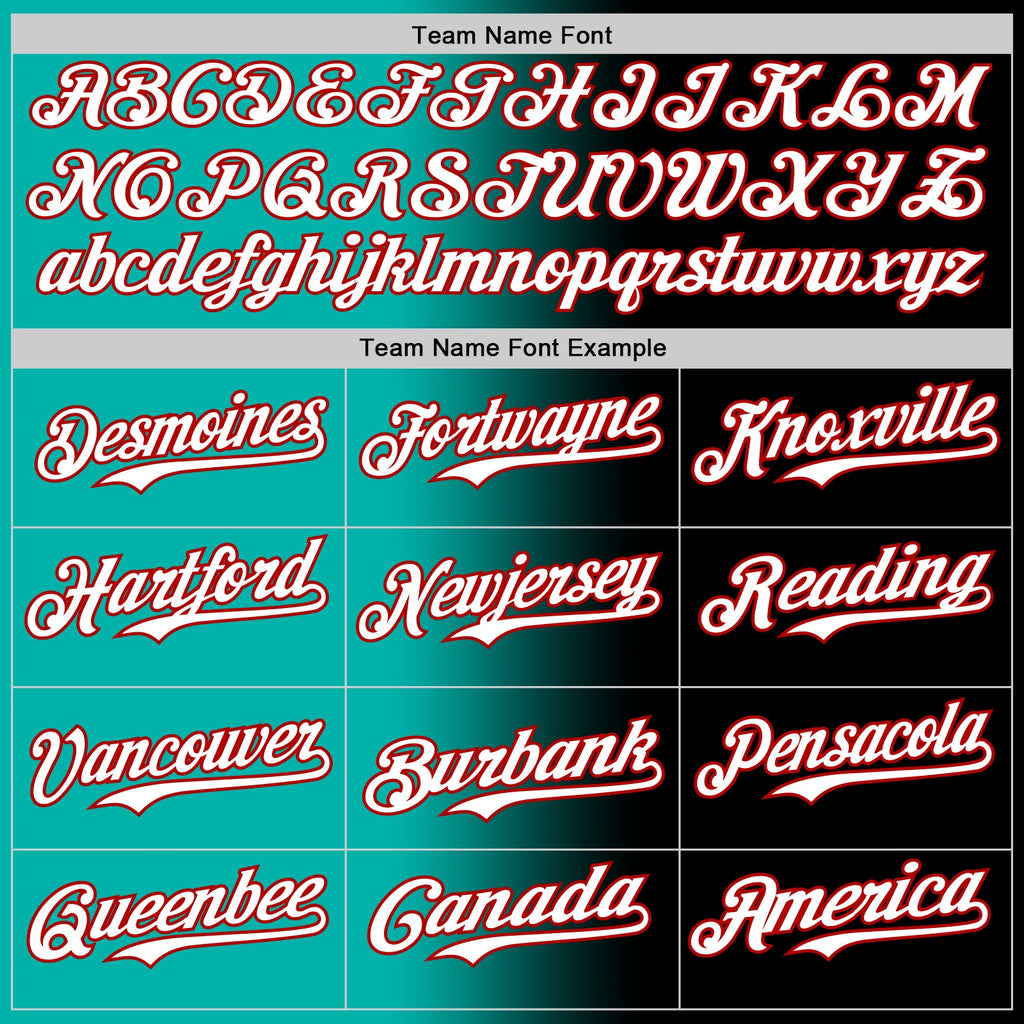 Custom Black White Aqua-Red Authentic Gradient Fashion Baseball Jersey