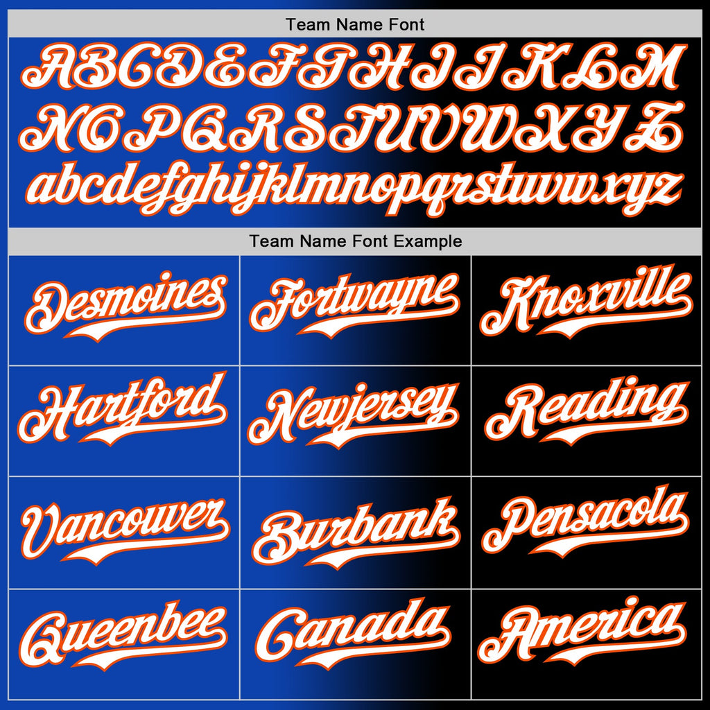 Custom Black White Thunder Blue-Orange Authentic Gradient Fashion Baseball Jersey
