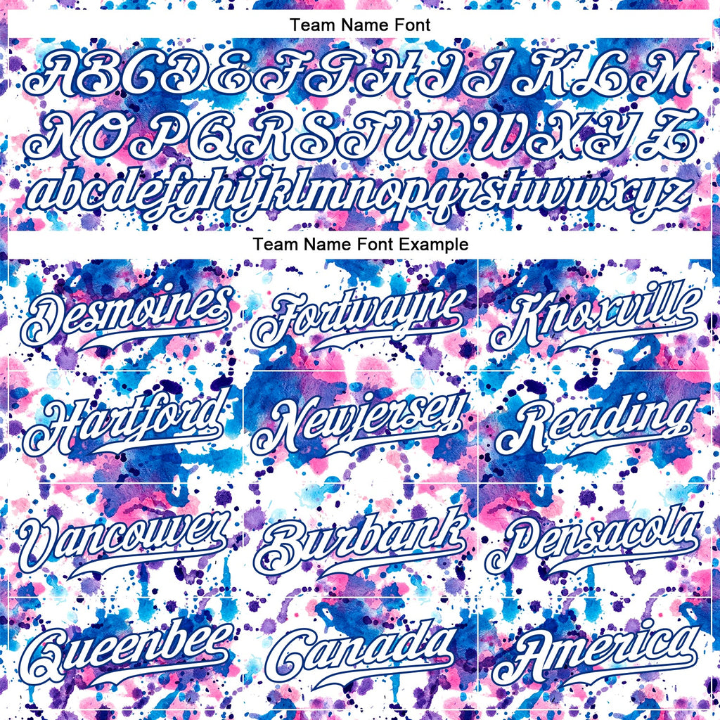 Custom Graffiti Pattern White-Royal 3D Abstract Watercolor Authentic Baseball Jersey