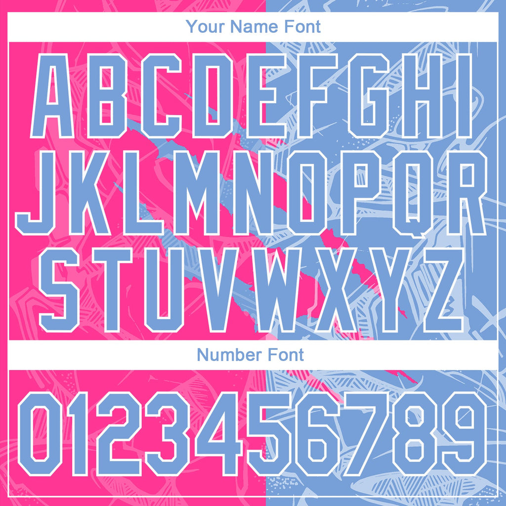 Custom Graffiti Pattern Light Blue-Pink 3D Scratch Authentic Baseball Jersey