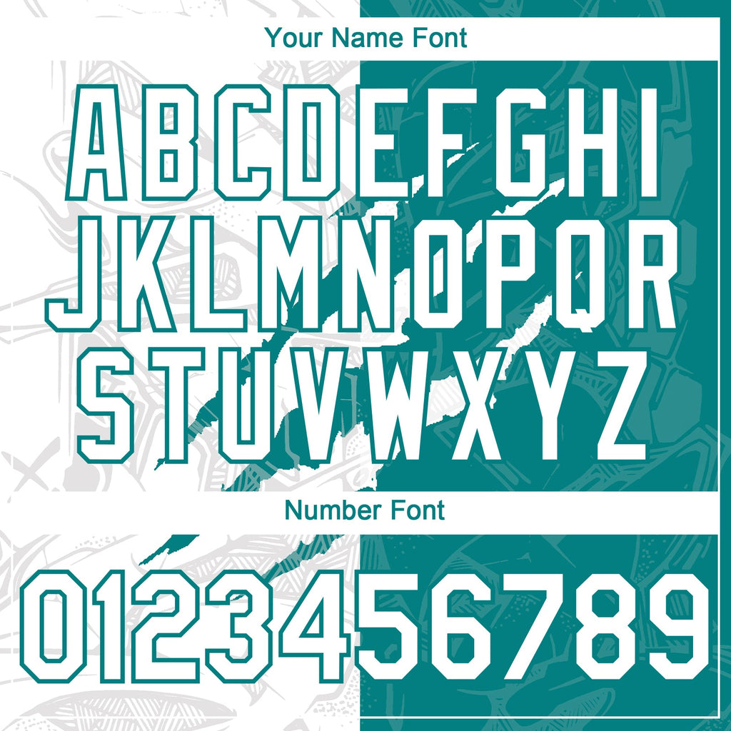 Custom Graffiti Pattern White-Teal 3D Scratch Authentic Baseball Jersey