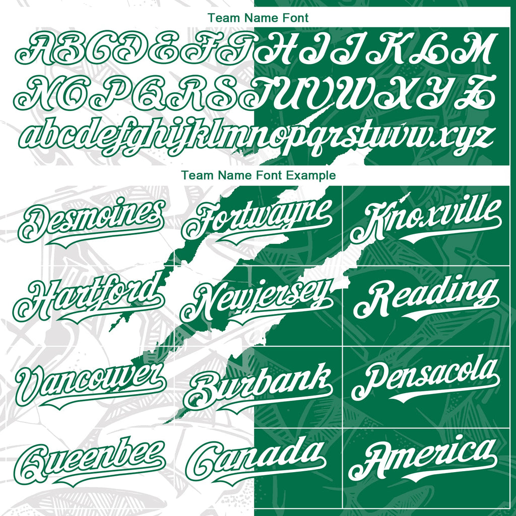Custom Graffiti Pattern White-Kelly Green 3D Scratch Authentic Baseball Jersey
