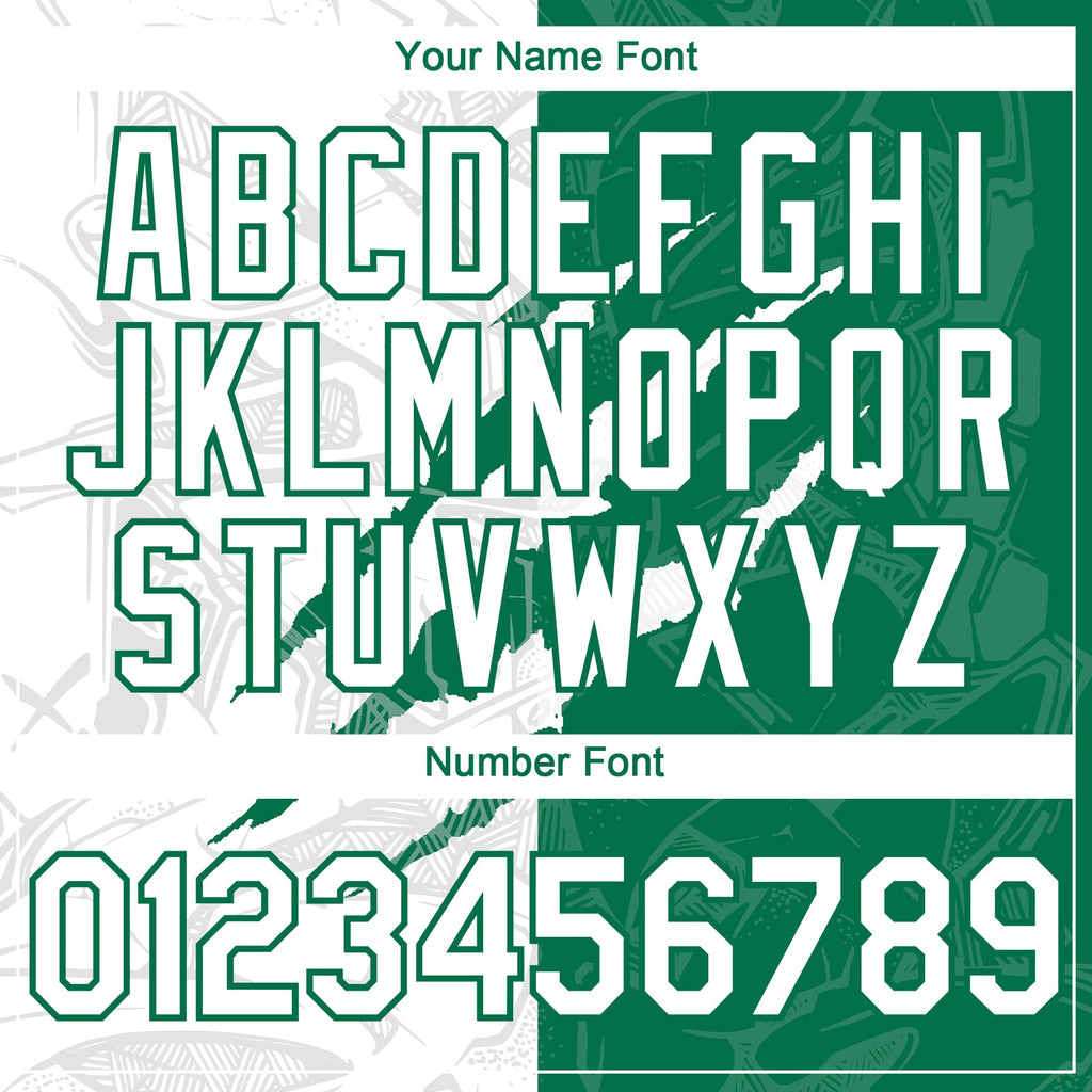 Custom Graffiti Pattern White-Kelly Green 3D Scratch Authentic Baseball Jersey