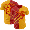 Custom Graffiti Pattern Red-Gold 3D Scratch Authentic Baseball Jersey