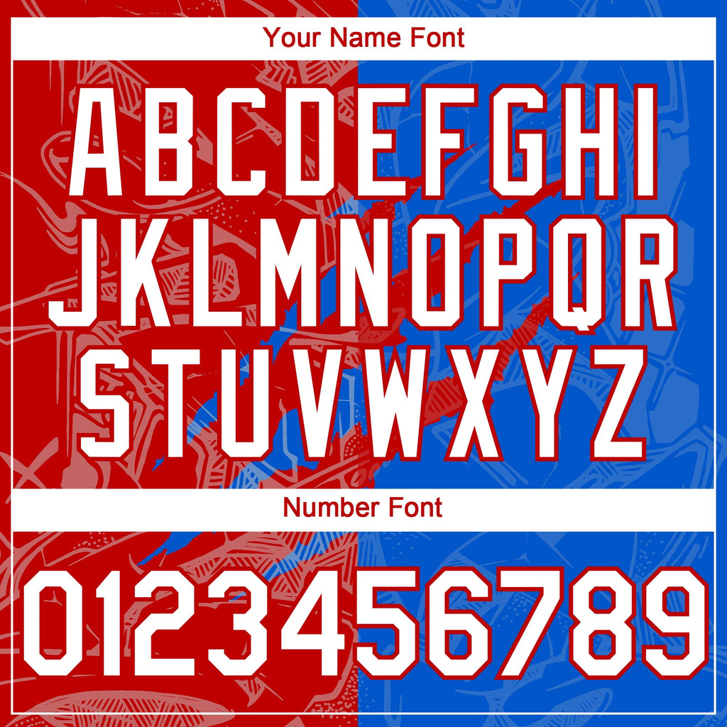 Custom Graffiti Pattern White Thunder Blue-Red 3D Scratch Authentic Baseball Jersey