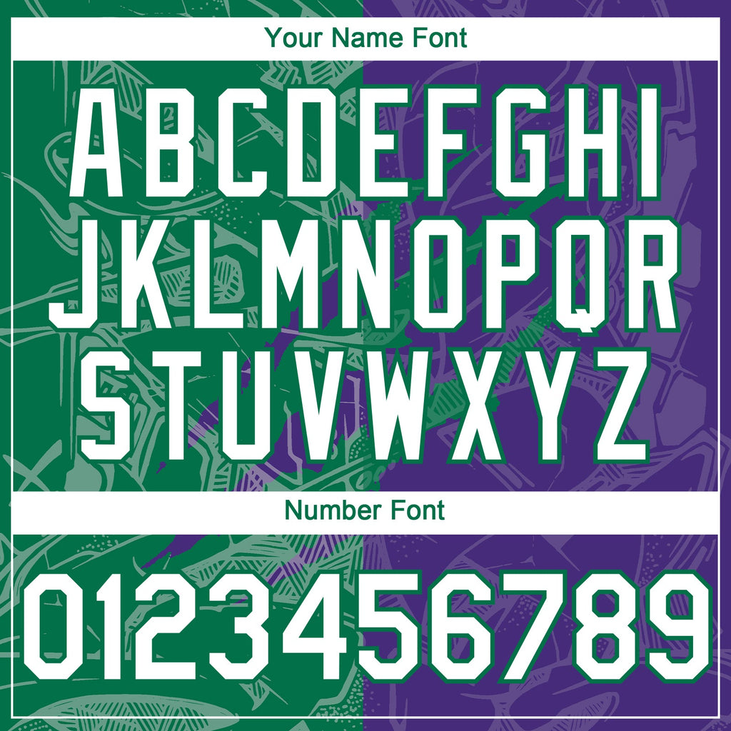 Custom Graffiti Pattern White Purple-Kelly Green 3D Scratch Authentic Baseball Jersey