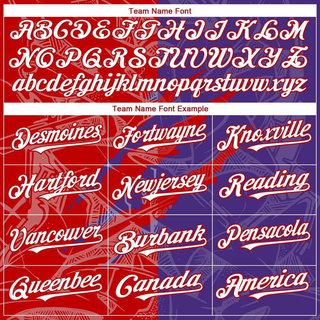 Custom Graffiti Pattern White Purple-Red 3D Scratch Authentic Baseball Jersey