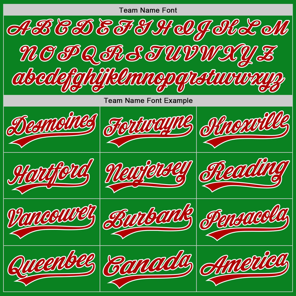 Custom Grass Green Red-White Authentic Baseball Jersey
