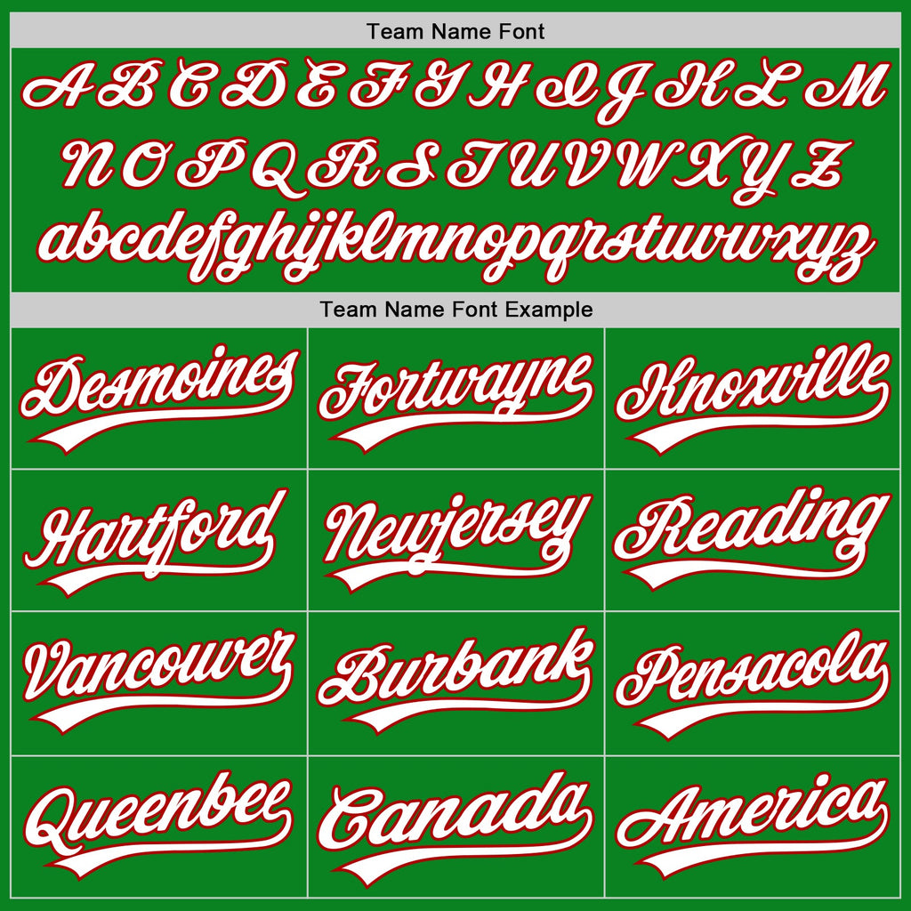 Custom Grass Green White-Red Authentic Baseball Jersey