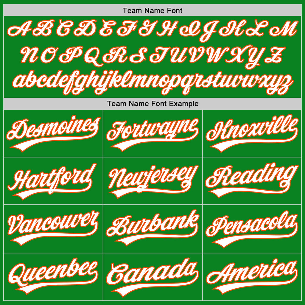 Custom Grass Green White-Orange Authentic Baseball Jersey