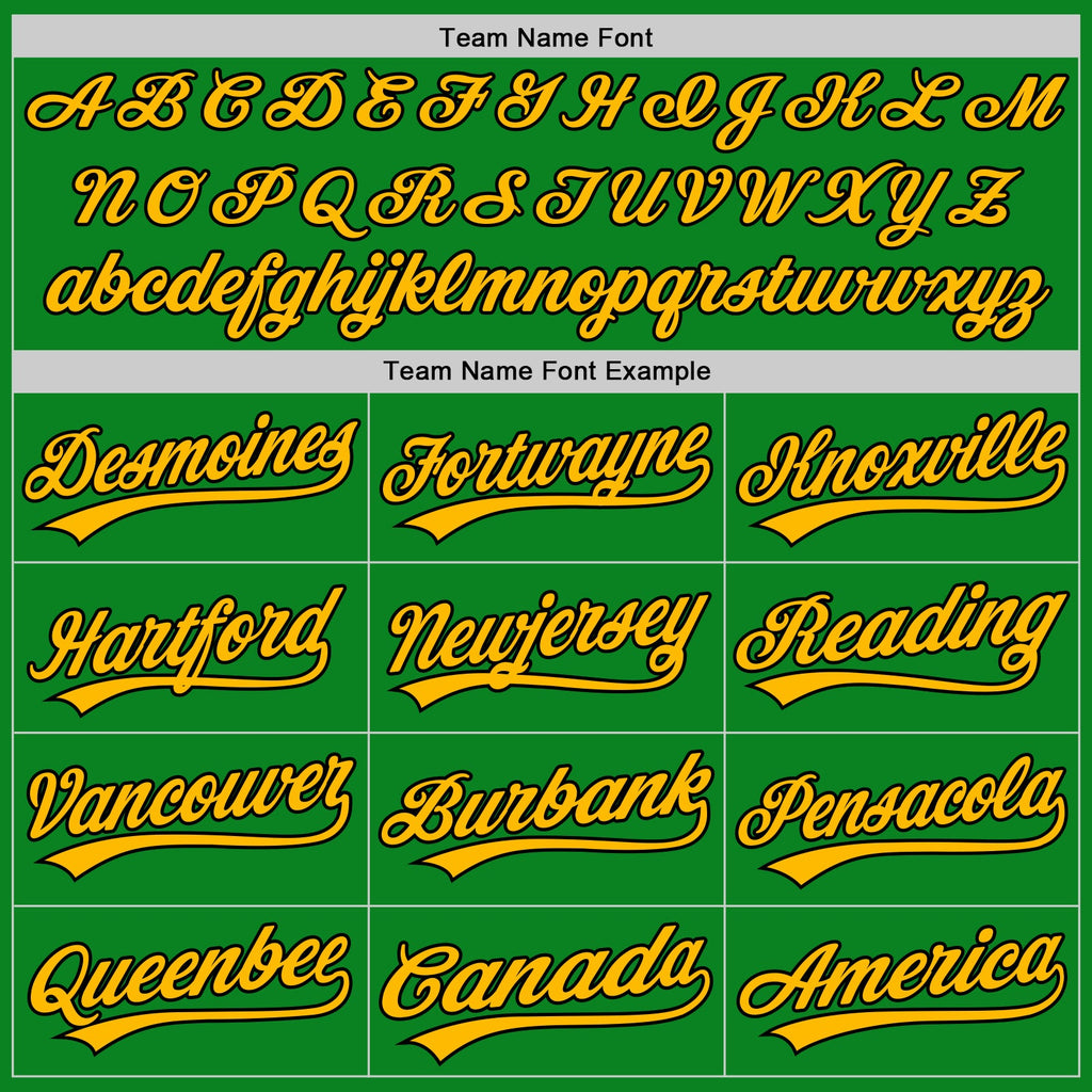 Custom Grass Green Black-Gold Authentic Baseball Jersey