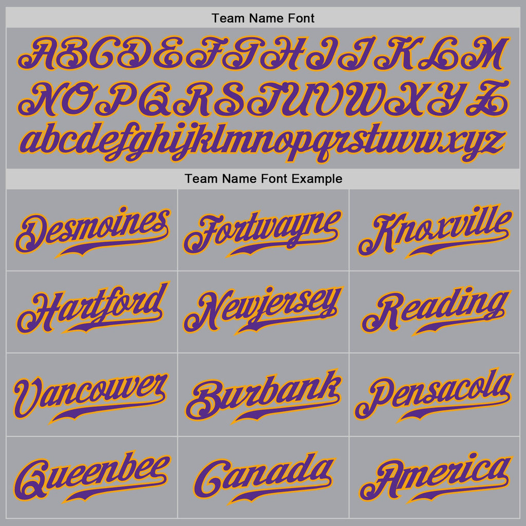 Custom Gray Purple Pinstripe Purple-Gold Authentic Baseball Jersey