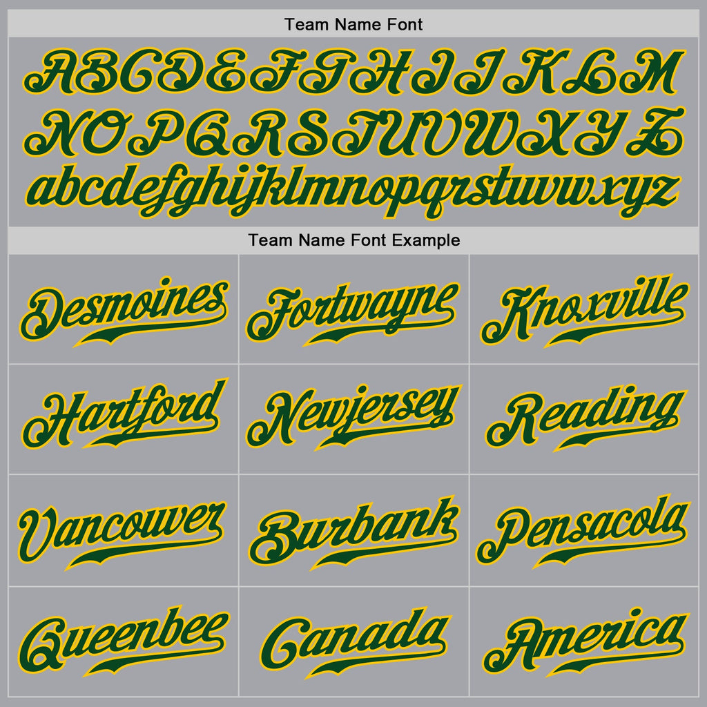 Custom Gray Green Pinstripe Green-Gold Authentic Baseball Jersey