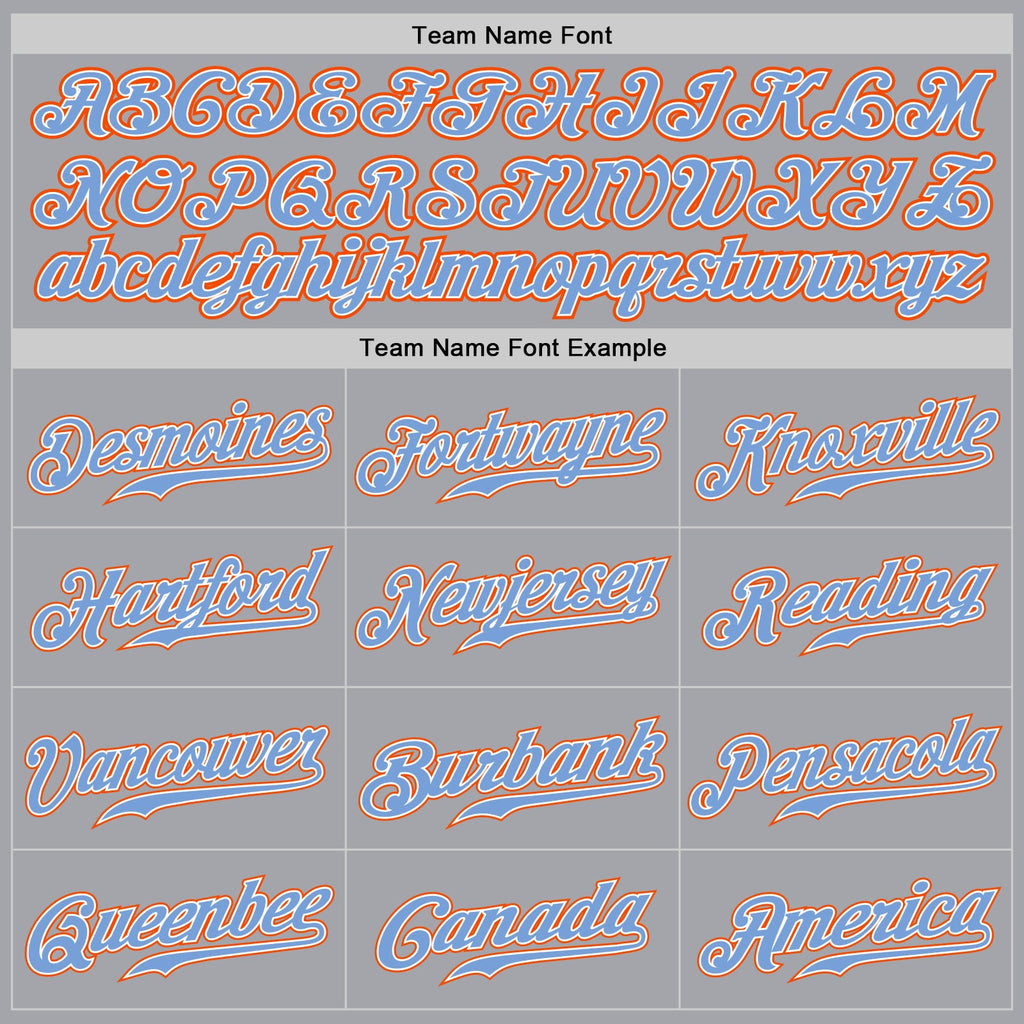 Custom Gray Powder Blue White-Orange Authentic Baseball Jersey