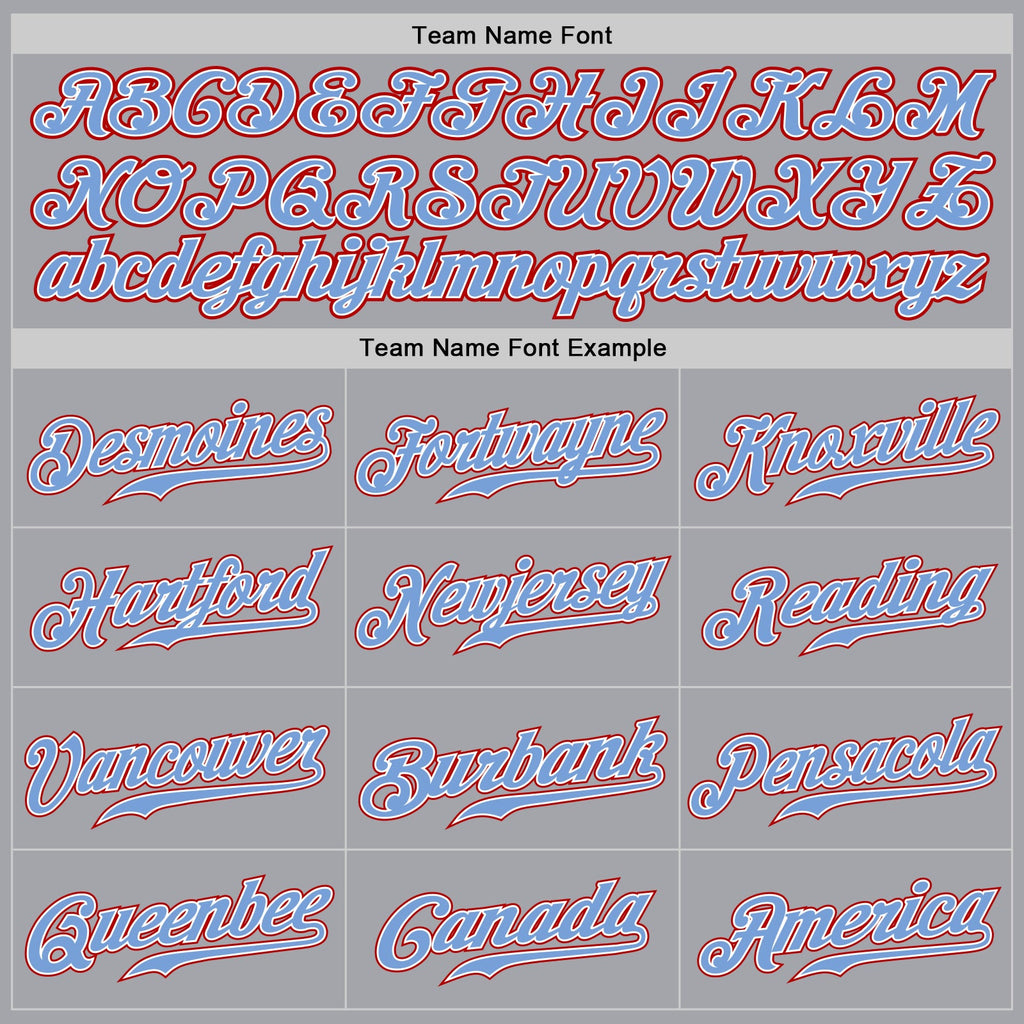 Custom Gray Red White-Light Blue Authentic Baseball Jersey