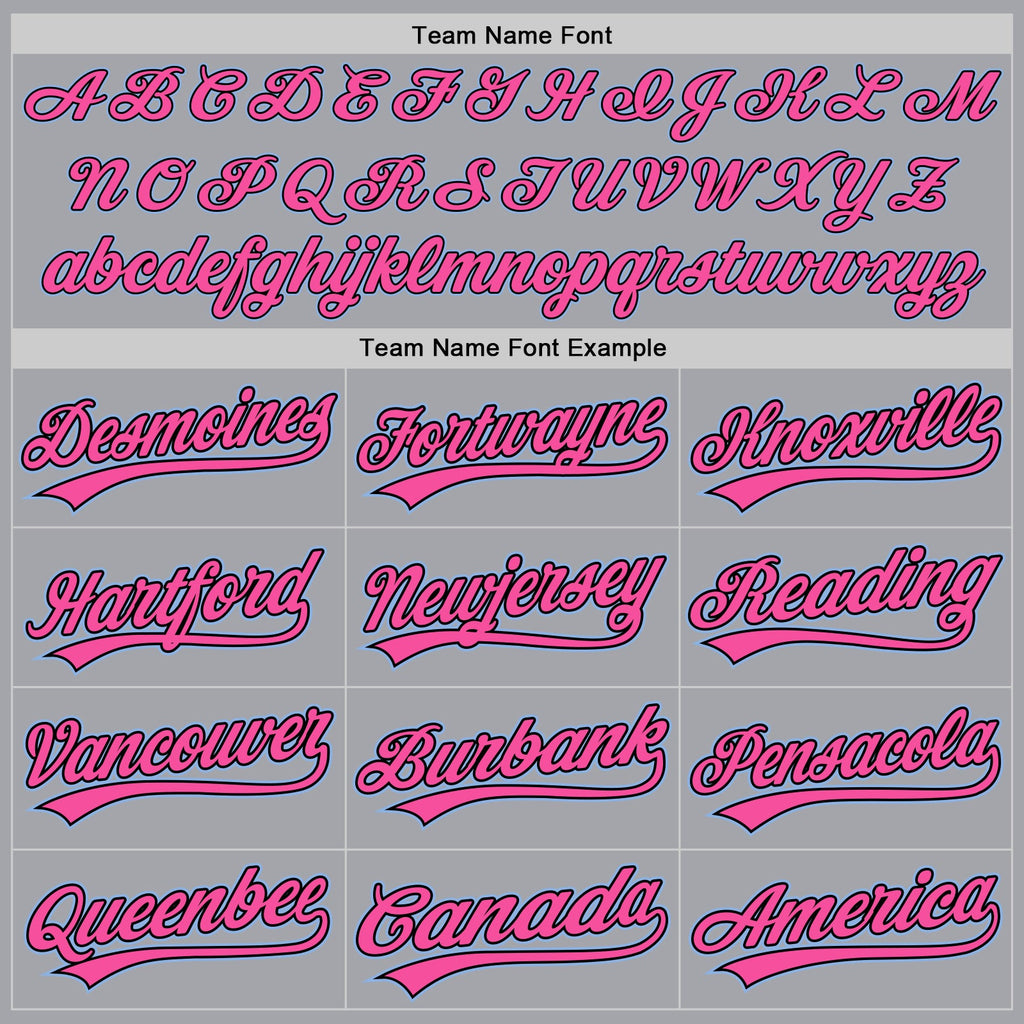 Custom Gray Light Blue Black-Pink Authentic Baseball Jersey