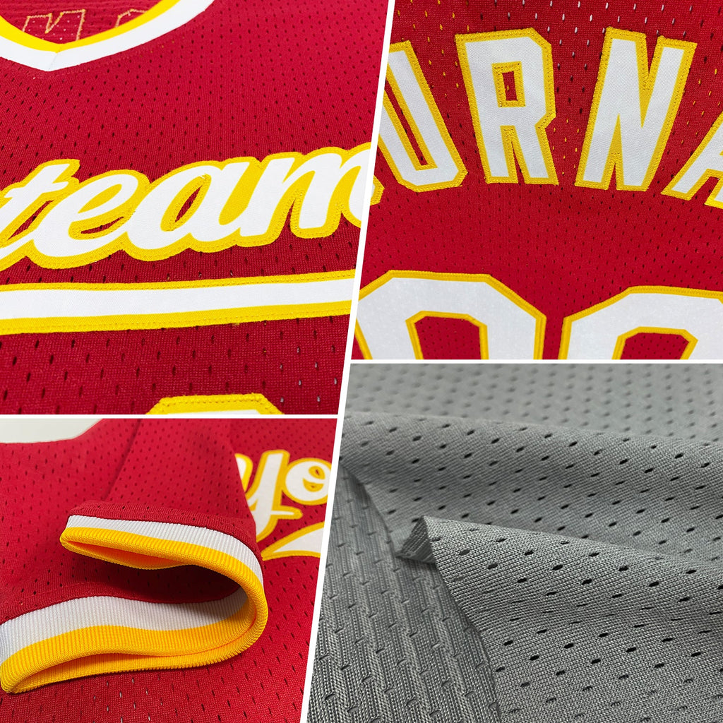Custom Gray Royal-Red Authentic Throwback Baseball Jersey