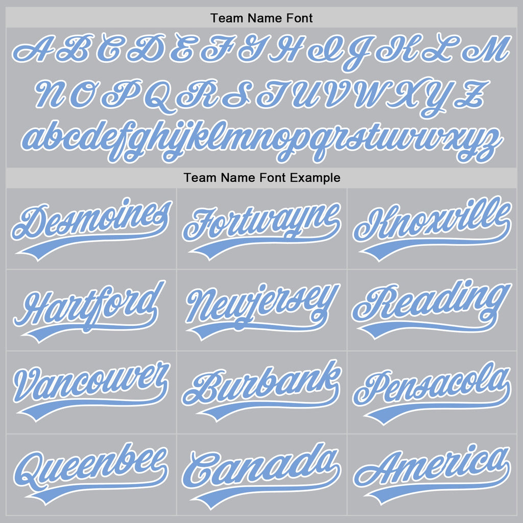 Custom Gray Light Blue-White Authentic Throwback Baseball Jersey