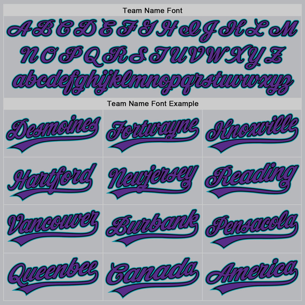Custom Gray Purple Black-Teal Authentic Throwback Baseball Jersey