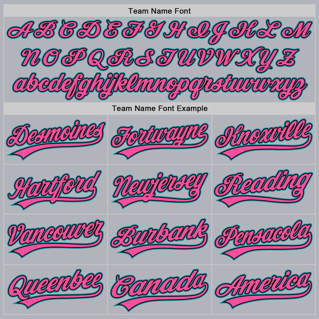 Custom Gray Teal Black-Pink Authentic Throwback Baseball Jersey