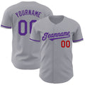 Custom Gray Purple-Red Authentic Baseball Jersey